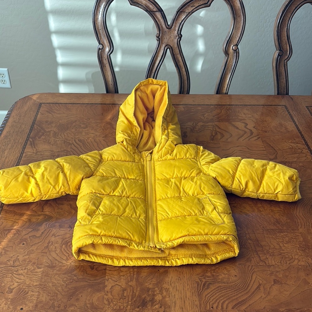 Yellow Hooded Puffer Jacket